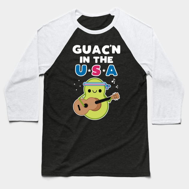 Cute Avocado Pun Guac'n In the USA Baseball T-Shirt by MedleyDesigns67